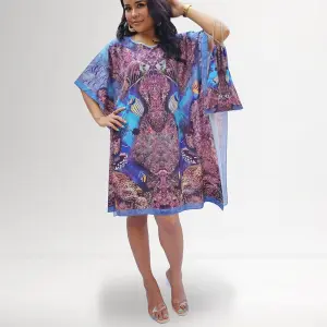 Caftan Dress Deep Ocean Georgette Fabric